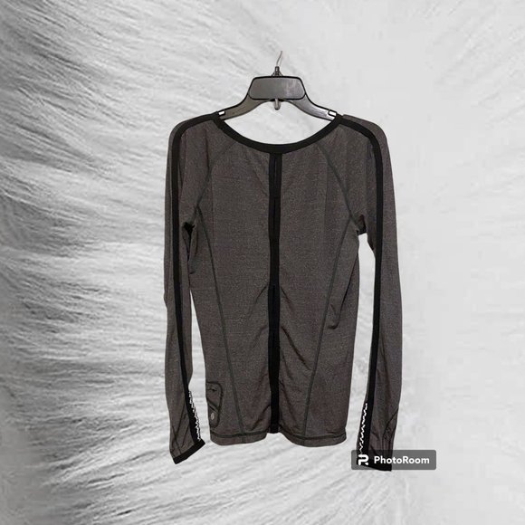 Lululemon Grey Long Sleeve Top w/Black Detail, FUN Cutouts & Reflective Trim - Picture 7 of 14